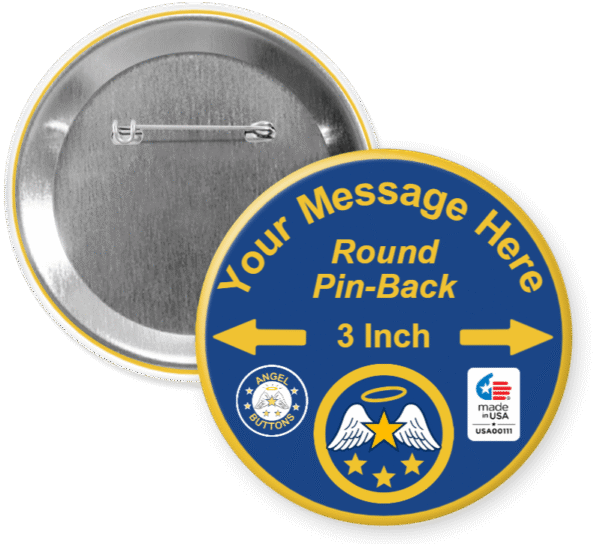 Round, 3 inch, Pin-Back