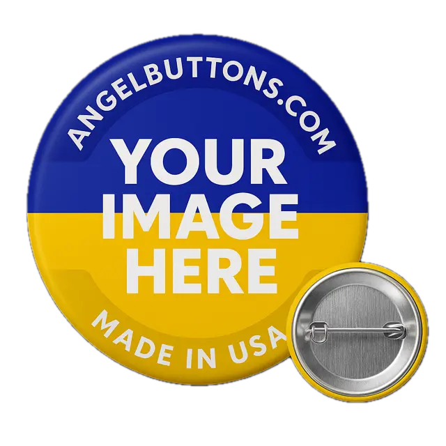 Bulk custom button order produced by Angel Buttons LLC for business, nonprofit, school, and event customers