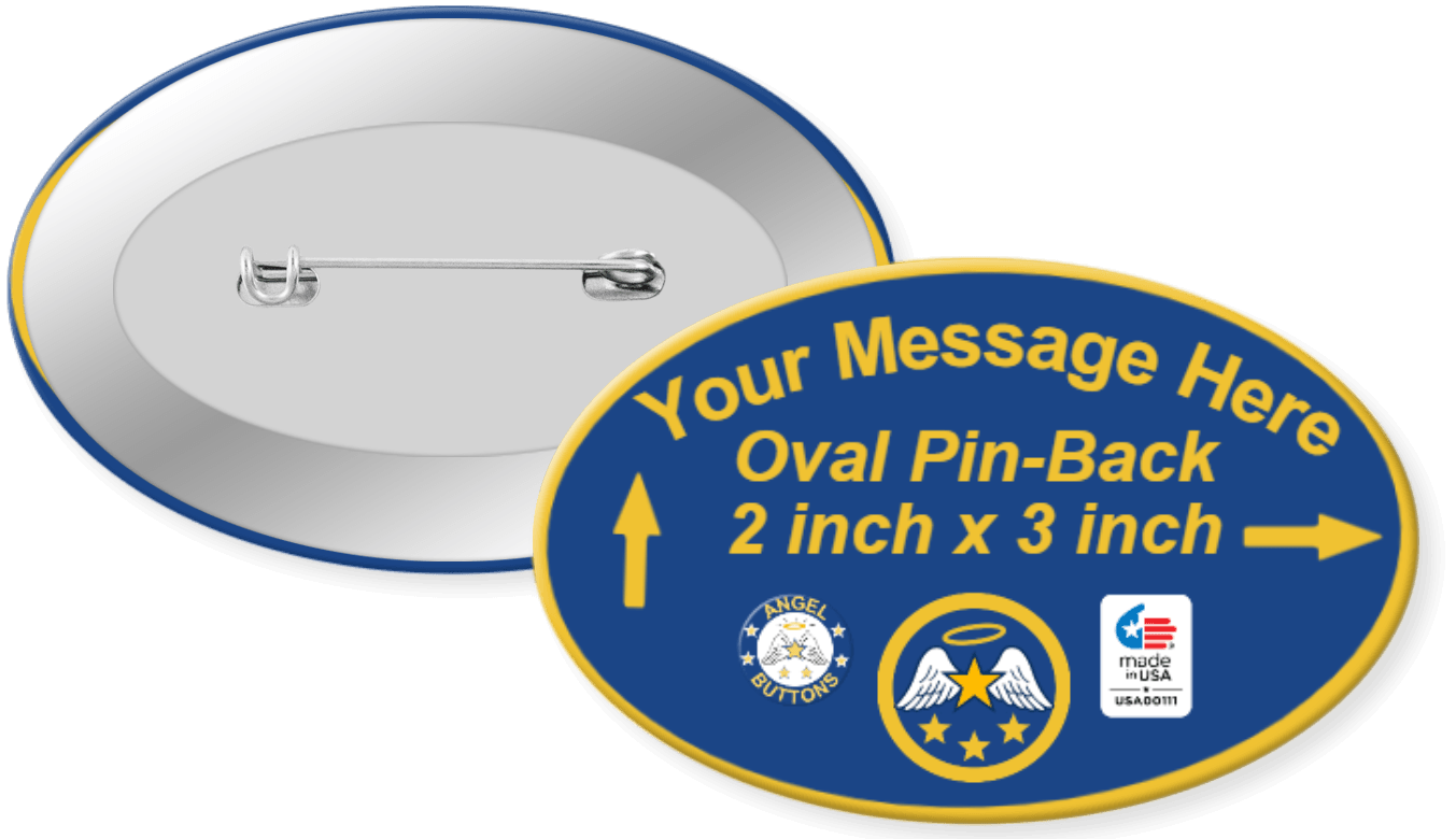 Oval 2x3 Inch, Pinback
